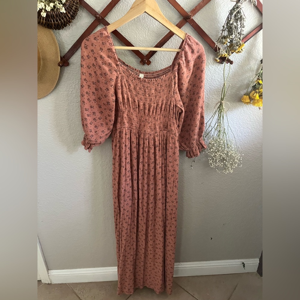 Pinkblush/ Vanilla Bay Dusty Rose Floral Long Sleeve maxi Dress